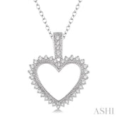 1/5 ctw Milgrain Heart Round Cut Diamond Pendant With Link Chain in 10K White Gold